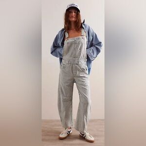 Free People We The Free Good Luck Striped Overalls